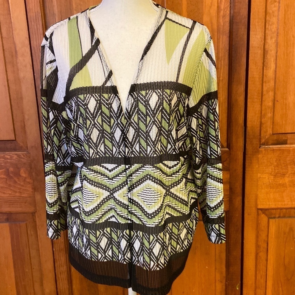 Alfred Dunner Open Front Chevron Pattern Cardigan Preowned Size PM